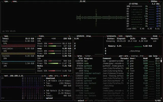 btop Terminal UI Screenshot